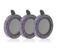 OKUMEYR 3pcs Purple Rhinestone Camera Lens Protector Ring for 14 Pro Pro Scratch-resistant Metal Cover with Anti-dust and Anti-fall Design Compact Bling Phone Lens Protection
