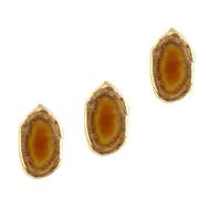 OKUMEYR 3pcs Red Irregular Natural Agate Stone Slice Pendants with Gold Plated Edge, DIY Charm Pendant Set for Jewelry Making, Sweater Zipper Wind Chime Hanging Accessories