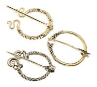 OKUMEYR 3pcs Vintage Viking Brooch Set Medieval Shawl Pins with Swirl Snake Woven Designs Retro Cloak Buckle Clasps for Cardigan Scarf Decoration Accessories