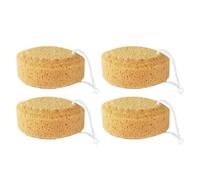 OKUMEYR 4 Pcs Orange Honeycomb Seaweed Bath Sponge and Babies Massaging and Exfoliating Shower Sponge with Rope for Gentle Skin Cleansing and Hanging