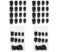 OKUMEYR 4 Sets Black Press on Nails False Nail Tips Full Cover Lightweight Stylish Abs Resin for Women Party Designing Your Own at Home