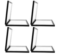 OKUMEYR 4Pcs 3D Floating Jewelry Display Stand with PE Film, Square Ring Display Case 18X18Cm Black Frame for Desktop Storage and Jewelry Supply