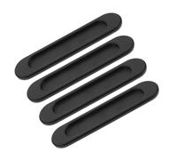 OKUMEYR 4pcs Black Recessed Door Handle Pull for Glass Door Cabinet K655 | Aluminum Alloy, Oval Profile, Adhesive Backing, Simple Elegant Finish, Versatile Use on Sliding Panels