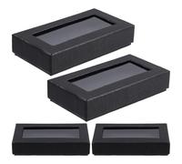 OKUMEYR 4pcs Bow Tie Packaging Box Men Black Window Stylish Thickened Paper Protective Boxes for Parties and Occasions