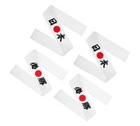 OKUMEYR 4pcs Japanese Chef Headband, Samurai Style Fabric Sport Headbands for Men, Comfortable Training Cooking Accessory, White
