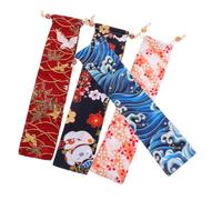 OKUMEYR 4pcs Japanese Chinese Style Folding Hand Fan Pouch Multifunctional Drawstring Storage Bags for Fans Chopsticks Jewelry Lightweight Travel Friendly Design