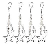 OKUMEYR 4Pcs Star Phone Charm Keychain Set with Five-Pointed Star Pendant Mobile Phone Pendant Accessories for Women Anti-Lost Use