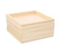 OKUMEYR 4pcs Unfinished Wooden Tray Puzzle Storage Organizer 12.3x12.3cm Wood Blocks Toys Sorting Trays for 3D Puzzle Assembly Home Use