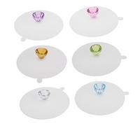OKUMEYR 5 Pcs 11cm Silicone Cup Lids Reusable Diamond Drink Covers Anti-dust Mug Covers for Cup Types Random Style