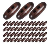 OKUMEYR 50pcs Natural Wood Oval Toggle Buttons for Garments and Coats Double Hole Design, Stable and Smooth Edges, for DIY Clothing, Arts and Crafts Projects