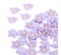 OKUMEYR 50pcs Purple Resin Flower Charms Five-petal DIY Decorative Accessories for Handmade Phone Case Decor and Hair Clip Craft Supplies