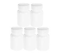 OKUMEYR 5pcs 80cc White Cylindrical Pill Bottles with Secure Seal, Travel-Friendly Pet Medicine Storage Containers, Simple Sl esign for Organising Pills and Powder