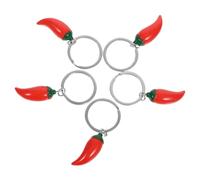 OKUMEYR 5pcs Alloy Chili Pepper Keychain Novelty Simulation Chili Charms for Keys and Bag Hanging Pendant Decorative Keyring Ornament for Holidays and Parties