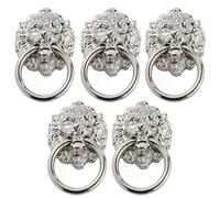 OKUMEYR 5pcs Antique Door Knockers Cabinet Drawer Handles Lion Head Pull Knobs Zinc Alloy Replacement Furniture Handles with Easy Installation and Unique Retro Design