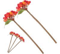 OKUMEYR 5pcs Faux Berry Picks Artificial Berry Stems for Christmas Decorations, Wedding Scenes, Orange Pvc Material, Sturdy and Fade Resistant, for Vase Filler and Holiday Crafts