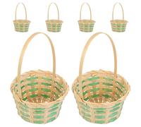 OKUMEYR 6 Pcs Bamboo Flower Baskets Handheld Simple Storage Baskets with Natural Delicate Design, Compact round Shape for Flower Arranging and Home Decoration
