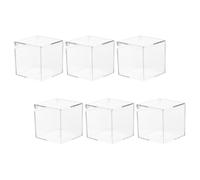 OKUMEYR 6pcs Transparent Small Candy Containers Square Storage Boxes for Wedding Party and Jewelry Packaging Mini Boxes for Festive Packaging and Daily Organizing