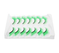 OKUMEYR 7 Pairs Green False Eyelashes for Stage and Cosplay with Reusable Fiber Material and Voluminous Effect, Unique Fun Style for St Patrick's Day and Party Makeup