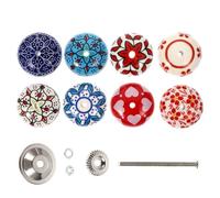OKUMEYR 8pcs Ceramic Cabinet Knobs Round Dresser Handles | Elegant Simple Style, Fine Polished Smooth Finish, Comfortable Grip, Living Room and Laundry Room Cabinetry Random Color
