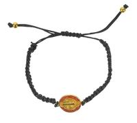 OKUMEYR Adjustable Saint Benedict Bracelet Handmade Woven Black Alloy and Rope Lightweight Bracelet Fits Most People’s Wrists for Daily Dressing