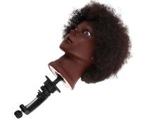 OKUMEYR African Mannequin Head with Real Hair and Table Clamp, Short Afro Kinky Curly Styling Training Head for Hairdressing Practice, Excessive Shedding Resistant, for Cosmetology School