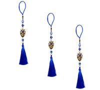 OKUMEYR Antique Bronze Blue Eye Owl Tassel Hanging Decor 3pcs Set Owl Shaped Window Pendant Car and Home Hanging Ornaments