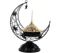 OKUMEYR Arabic Incense Burner Iron Moon Shape Black Decorative Censer Ornament Middle Eastern Style for Home Decor and Tea House