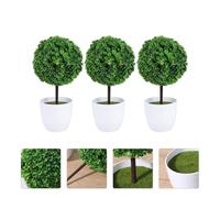 OKUMEYR Artificial Cherry Bonsai Green Plant Simulation 3pcs with Fine Craftsmanship, Realistic Lifelike Shape for School and Study Room Decor