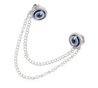 OKUMEYR Blue Eye Brooch Shawl Holder Clasp Tassel Brooch Clip for Sweaters Tighten Pin Unique Collar Chain Buckle Silver Tone Elegant Clothing Accessory