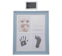 OKUMEYR Blue Ink Hand and Footprint Kit with Plastic and Glass Keepsake Frame, Present Pictures and Save Footprint, for Baptism or Shower Gifts for Boys and Family