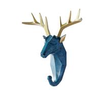 OKUMEYR Blue Resin Deer Antler Wall Hook for Coat Closet and Animals Themed Bedroom, Unique Hanging Animal Sculpture, Chic and Eye-catching Wall Decoration Coat Hat Hanging Function