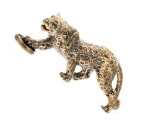 OKUMEYR Brass Leopard Statue Decor for Indoor Desktop with Fine Craftsmanship and Retro Style, Unique Golden Figurine Not Easy to Knock, Animal Ornament for Home and Office