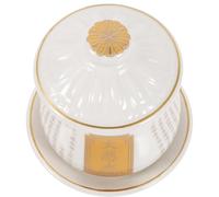 OKUMEYR Buddhist Offering Cup Ceramic White Worship Cup for Home Decoration | Elegant Classic Style, Polished Bottom, Beautiful Detail Design, Smooth Surface, Practical Use, Temple-inspired
