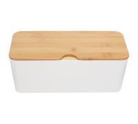 OKUMEYR Cable Management Box with Bamboo Lid Medium Cord Organizer for Desk Storage Easy to Clean Maintain for Hiding Power Cords and USB Hub Strips Capacity Design