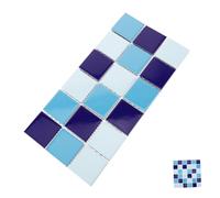 OKUMEYR Ceramic Mosaic Tile Blue Glazed Glossy Finish for Kitchen Backsplash and Fish Pool Easy to Inlay Seamless Pattern Tiles for Swimming Pool Bathroom and Craft Projects
