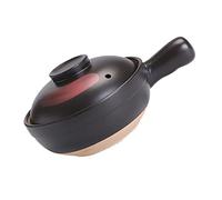 OKUMEYR Clay Casserole Pot Large Size Black Red Brush Pattern Traditional Pottery Clay Stew Pot Gas Stove Compatible Kitchen Cookware for Home Soup Cooking Two-person Portion