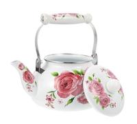 OKUMEYR Decorative 2.5L Enamel Tea Kettle Anti-Scalding Handle Portable Water Pot for Gas Stove and Induction Cooker Floral Teapot for Home Tea Serving Pot Infuser for Kitchen Essentials