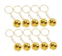 OKUMEYR Disco Ball Keychain, 12pcs Mini Mirror Ball Key Chain Key Holders Retro 60s 70s 80s 90s Keyring Bag Charm Pendant for Party Favors Set Bachelorette Cowgirl Supplies Golden