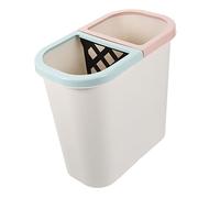 OKUMEYR Double Compartment Trash can Small Dual Bin Kitchen Waste Bin for Dry and Wet Sorting Compact Plastic Rubbish 10 Inch