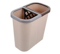 OKUMEYR Dual Compartment Plastic Trash Can Small Brown Dry and Wet Separation Garbage Bin for Kitchen Waste Management