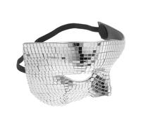 OKUMEYR Glitter Silver Disco Mask for Adults Light Reflective Half Face Festival Mask Interactive Mirrored Design for Halloween Birthday Club Dj and Dance Party Outfits