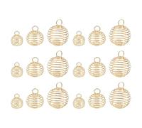 OKUMEYR Golden Plated Spiral Bead Cage Charms Pendants for DIY Jewelry Making, Alloy Material 30pcs with Stretchable and Easy to Return to Original Shape Features, for Woolen Balls