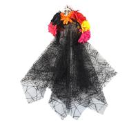 OKUMEYR Halloween Skull Design Headband with Fake Rose and Black Veil, Comfortable Cloth Material Hair Accessory for Costume Parties and Day the Dead Cosplay