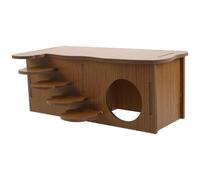 OKUMEYR Hamster Hideaway House for Small Animals with Multichamber Design and Climbing Ladder, Comfortable Anti-bite Density Board Hideout for Gerbils and Hamsters
