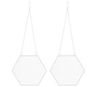 OKUMEYR Hanging Jewelry Organizer Lightweight Open Storage 2pcs with Hexagon Iron Mesh Design, White Wall Earring Holder Organizer to Prevent Jewelry from Becoming Messy for Home Use