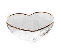 OKUMEYR Heart Shaped Glass Salad Bowl Elegant Gold Trim Fruit Dessert Bowl for Home Decor