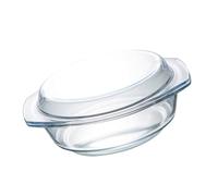 OKUMEYR Heat-resistant Tempered Glass Microwave Bowl with Lid Round Oven-safe Serving Dish for Household Kitchen Clear Glass Container with Symmetrical Handles Scratch-resistant and Easy