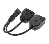 OKUMEYR Iec Power Cable Y Splitter to Double Uk Pin Power Plug Cord Cable for Safe Use with Standard British Sockets