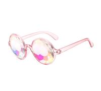 OKUMEYR Kaleidoscope Sunglasses with Rainbow Lenses Protection Lightweight Rave Glasses for LED Light Shows Music Festivals Halloween Parties Pink Frame