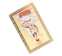 OKUMEYR Kwan Yin Gold Amulet Card Chinese Feng Shui Metal Blessing Charm Small Religious Buddhist Wallet Card for Luck Protection and Success